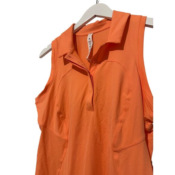 NWT Lululemon Women Size 8 Orange Quick Dry Sleeveless Pickleball Golf Polo Gift - Picture 2 of 11